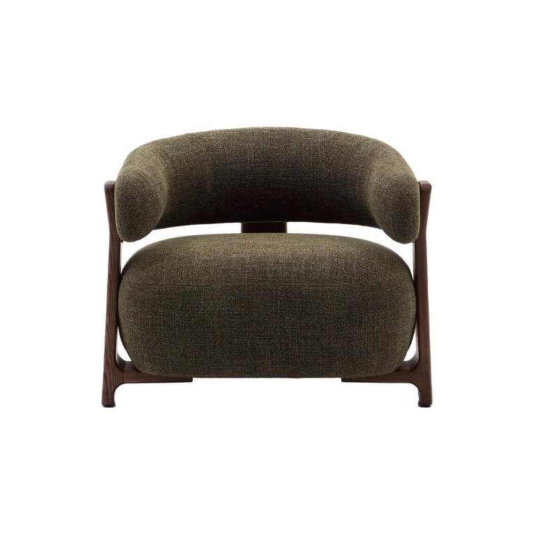 GRANITE 3 pieds Tissu Chenille vert / Frêne finition Noyer KAVE HOME