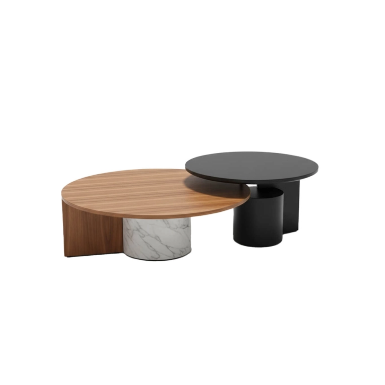 Table basse SENGU Marbre Marquina / Chêne Teinté Noir CASSINA