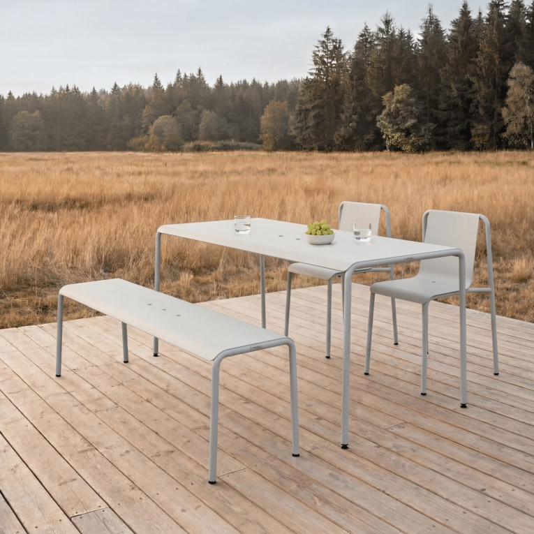 Banc extérieur PANORAMA Gris Craie L 140 TIPTOE