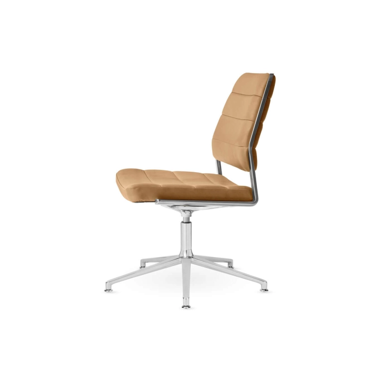SWIVEL CHAIR 454+ à patins cuir Camel / Aluminium poli VIPP
