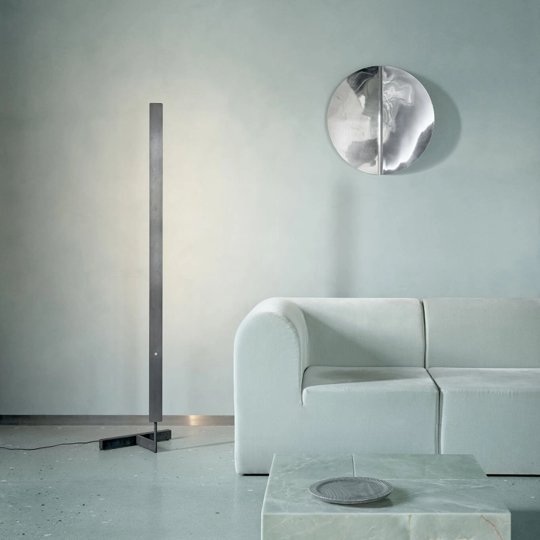 Floor Lamp F-MODEL Brushed Stainless Steel ANOUR