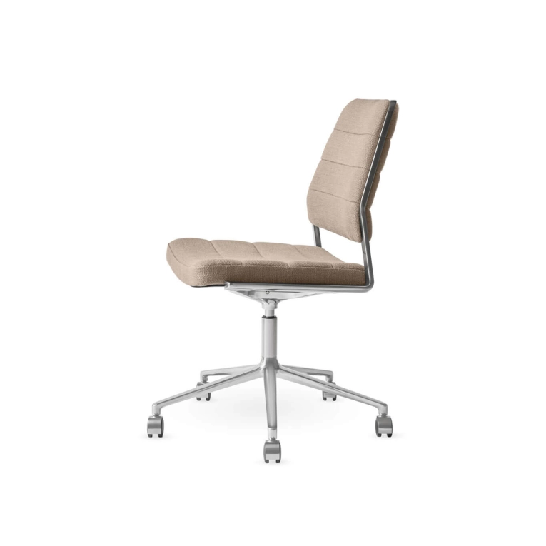 SWIVEL CHAIR 454+ à roulettes tissu Tide / Aluminium poli VIPP