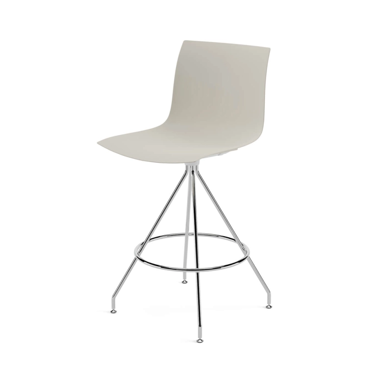 Tabouret haut CATIFA RE 46 pied central H 65 Ivoire ARPER