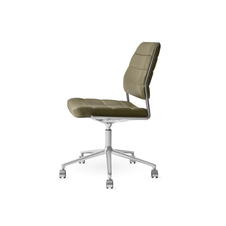 SWIVEL CHAIR 454+ à roulettes cuir Bosco / Aluminium poli VIPP
