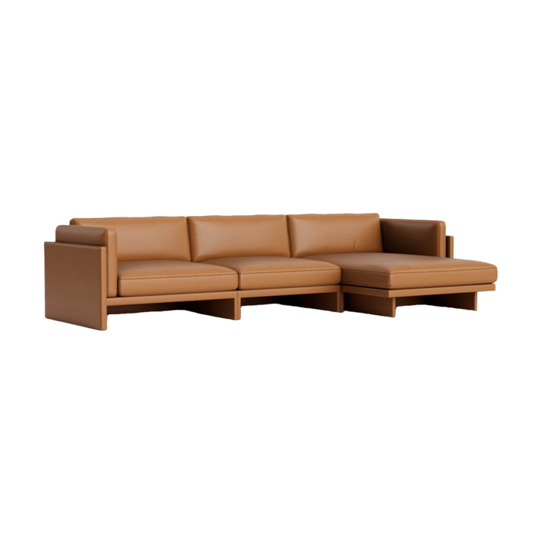 Canapé SOFTY 4 Places Chaise Longue Côté Droit Ultra Cuir Cognac NORMANN COPENHAGEN