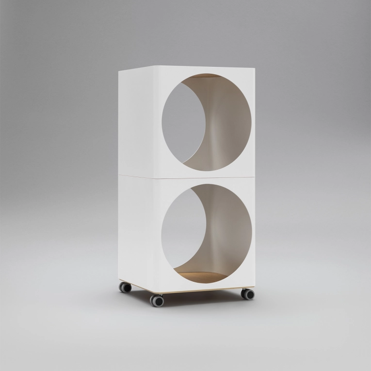 Side Table RING with casters White B-LINE