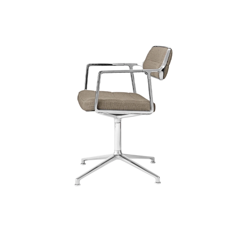 SWIVEL CHAIR 453 à patins Tissu sable foncé / Aluminium poli VIPP