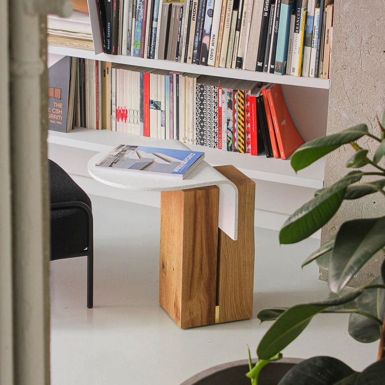 Side Table GHAN 92,8 M Natural oak/white plastic NOMA