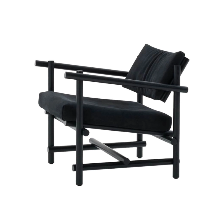 Fauteuil MUECKE Noir ébène/ Cuir Noir KNOLL