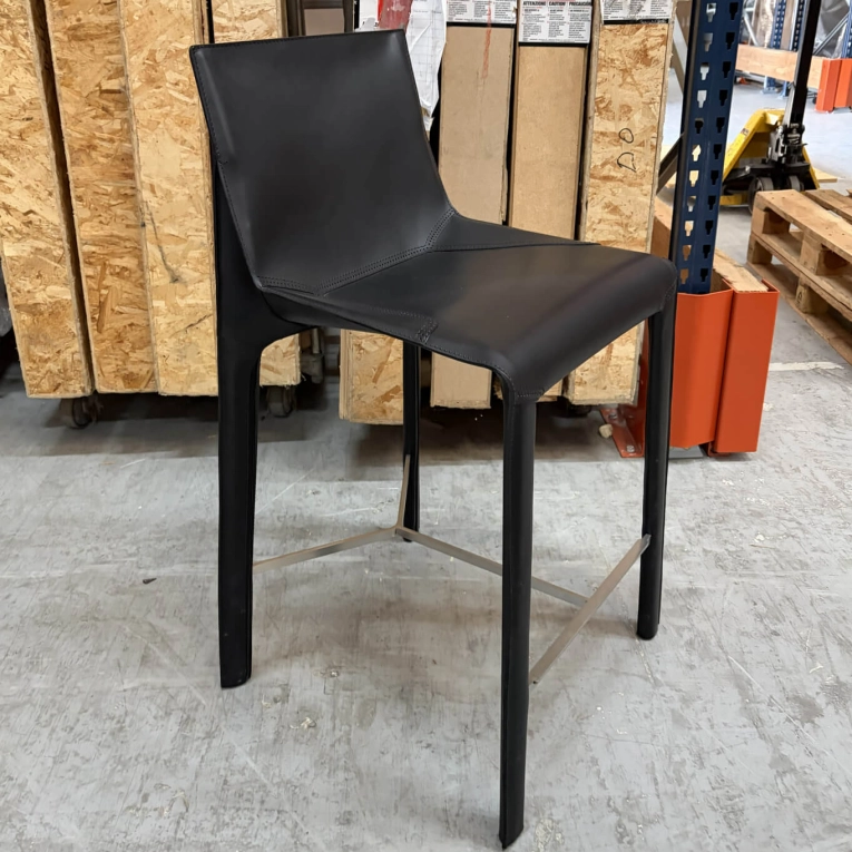 Tabouret Haut Occasion SEATTLE cuir Noir POLIFORM