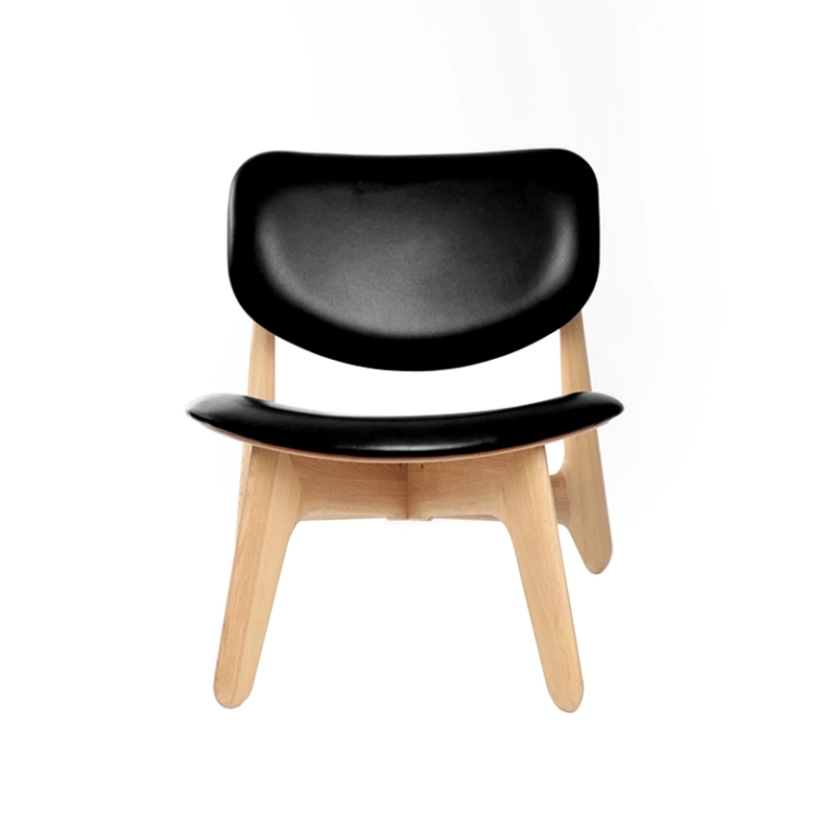 Fauteuil SLAB LOUNGE Chêne/ cuir noir TOM DIXON
