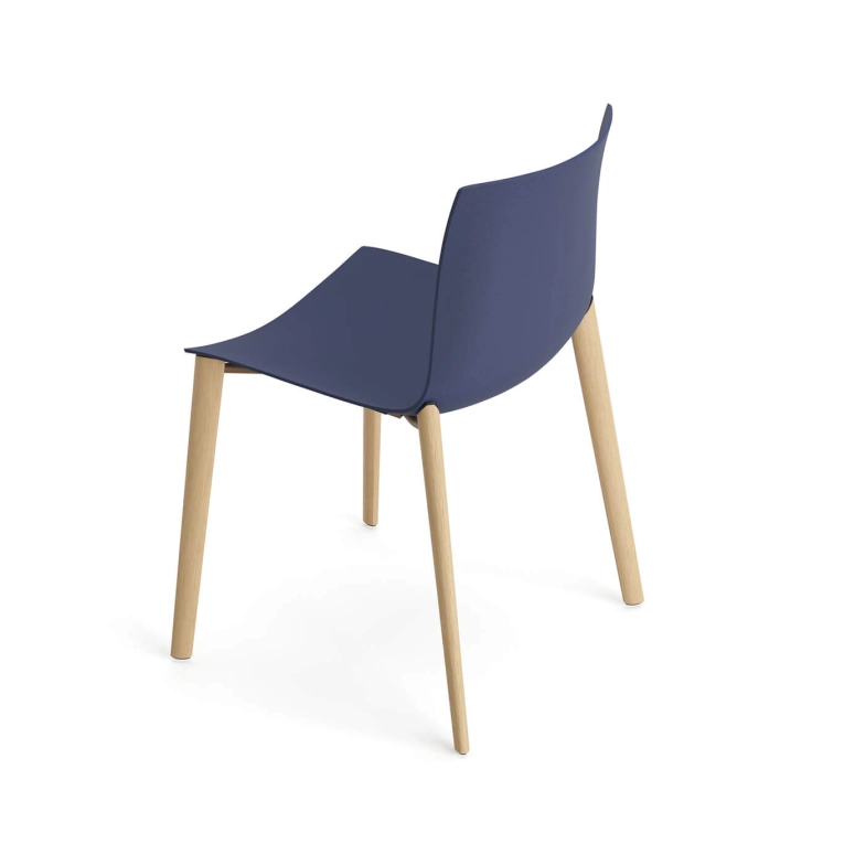 Chaise CATIFA RE 46 Pieds bois Bleu nuit ARPER