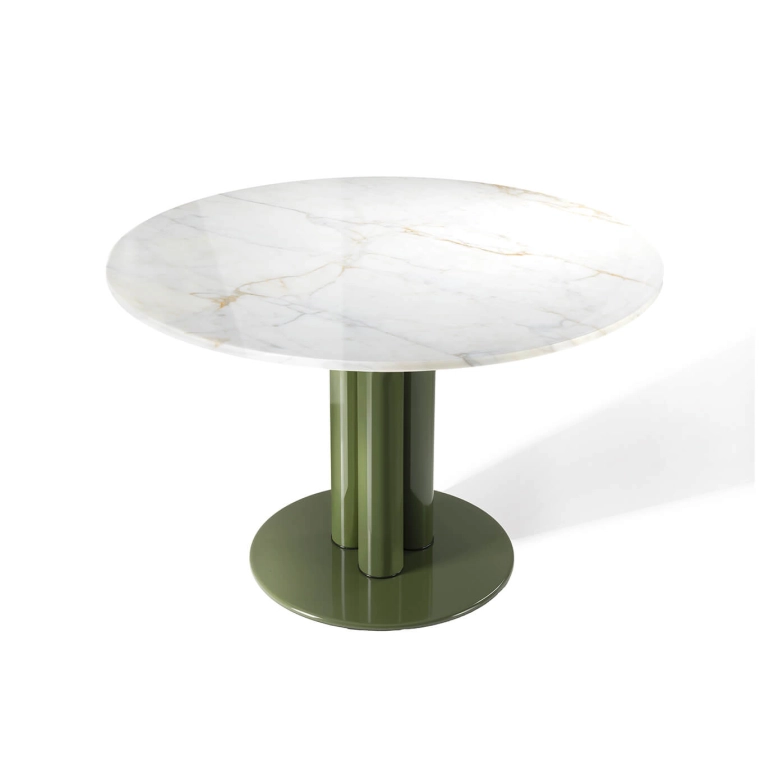 Dining Table MARCUSO Ø 120 Calacatta marble/ algae ZANOTTA