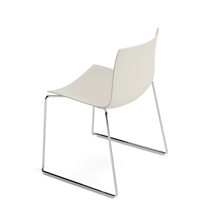 Chaise CATIFA RE 46 Piétement luge Ivoire ARPER