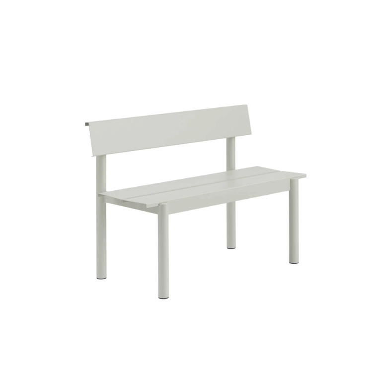 Outdoor Bench LINEAR STEEL with backrest W 110 Grey MUUTO