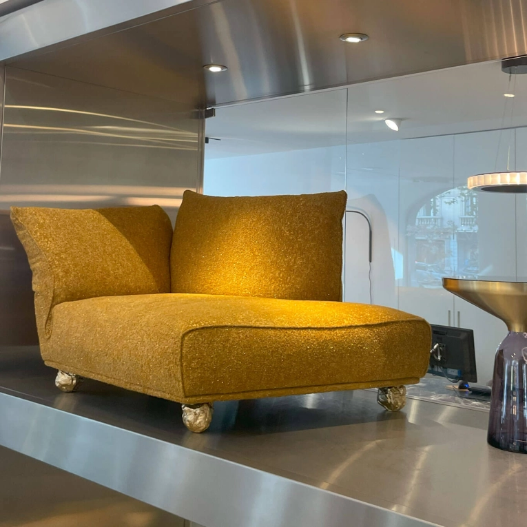 STANDWAY Tissu Jaune Or piètement Pépite EDRA