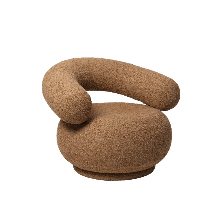 Easy chair ORBO Raw Bouclé Tan FERM LIVING