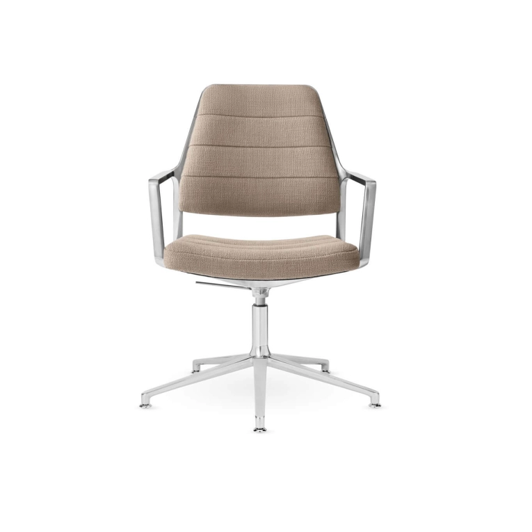 SWIVEL CHAIR 455+ à patins tissu Tide / Aluminium poli VIPP