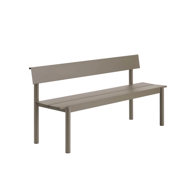 Outdoor Bench LINEAR STEEL with backrest W 170 Taupe MUUTO