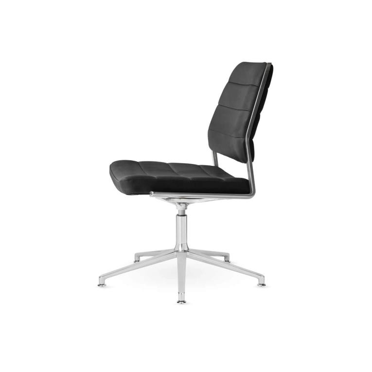 SWIVEL CHAIR 454+ à patins cuir Noir / Aluminium poli VIPP
