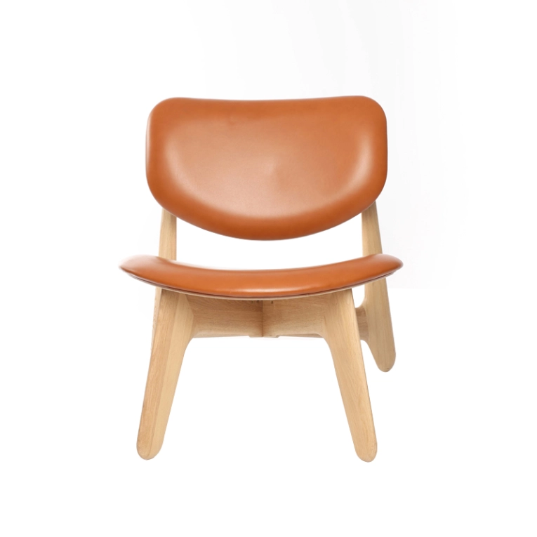 Fauteuil SLAB LOUNGE Chêne/ cuir cognac TOM DIXON
