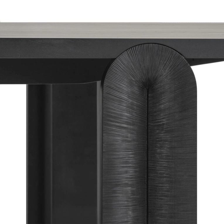 Dining Table NAVE Black Maple carved grooves ZANAT