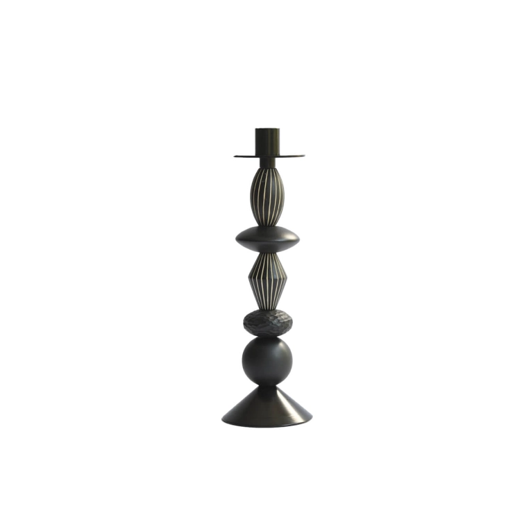Candle Holder, Candlestick and Candle PLAY & BURN small Maple black ZANAT