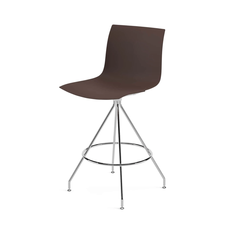 Tabouret haut CATIFA RE 46 pied central H 65 Espresso ARPER