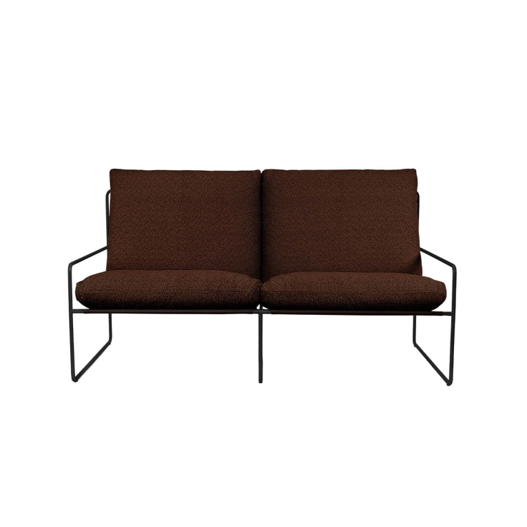 Canapé extérieur DESERT 2 Places Marron Accoudoirs Noirs FERM LIVING