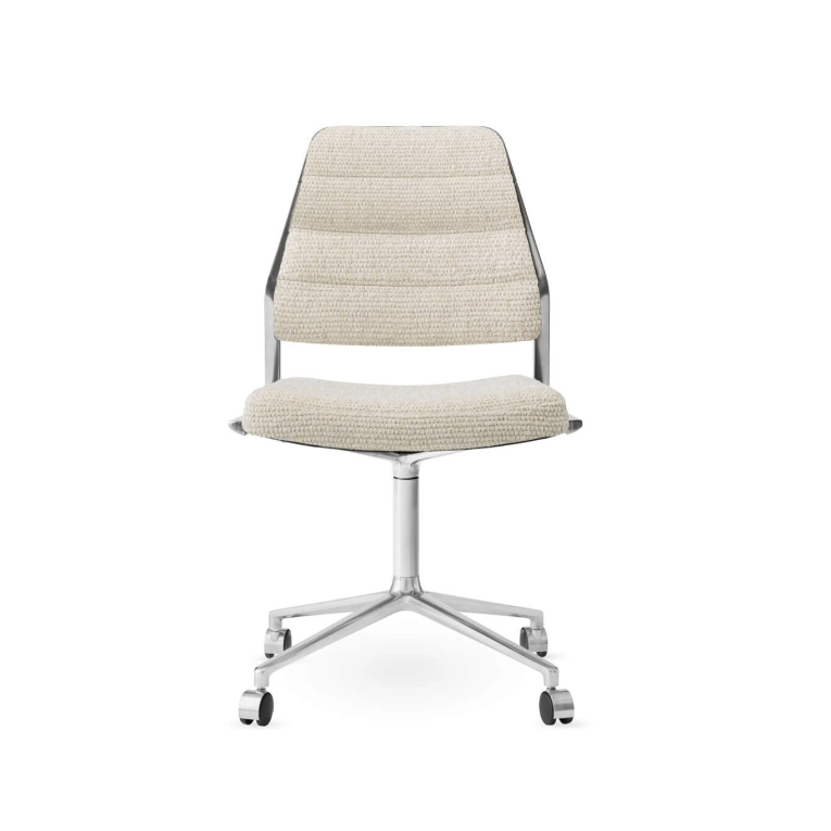 SWIVEL CHAIR 454 à roulettes tissu Wavy / Aluminium poli VIPP