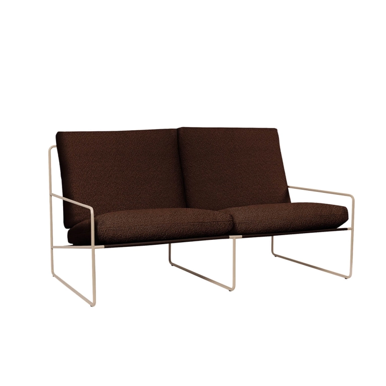 Canapé extérieur DESERT 2 Places Marron Accoudoirs Beige FERM LIVING