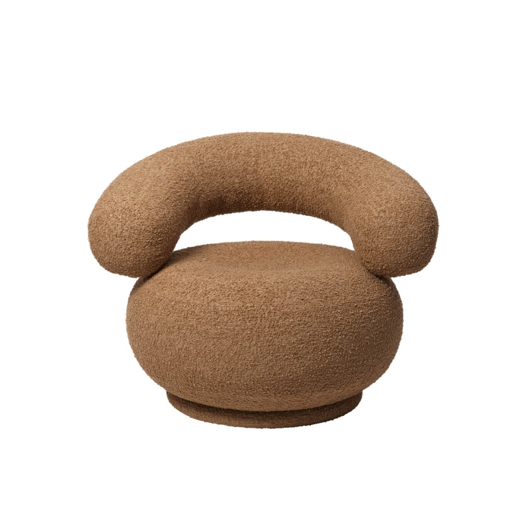 Easy chair ORBO Swivel Raw Bouclé Tan FERM LIVING