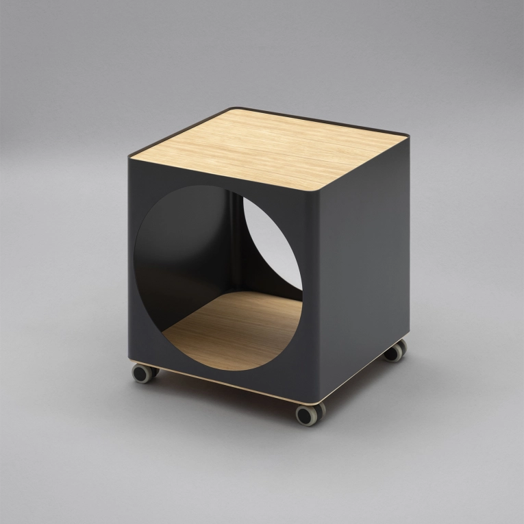 Side Table RING with casters Anthracite Grey B-LINE