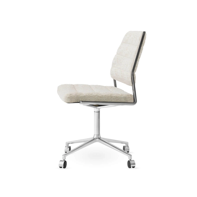 SWIVEL CHAIR 454 à roulettes tissu Wavy / Aluminium poli VIPP