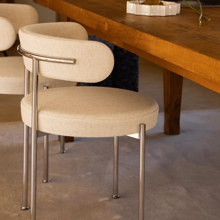 Chaise LIBERA Beige Tissu Texturé / Chrome THE SOCIALITE FAMILY