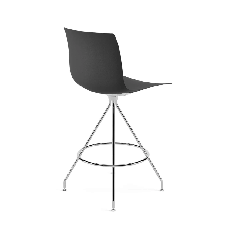 Tabouret haut CATIFA RE 46 pied central H 65 Noir ARPER