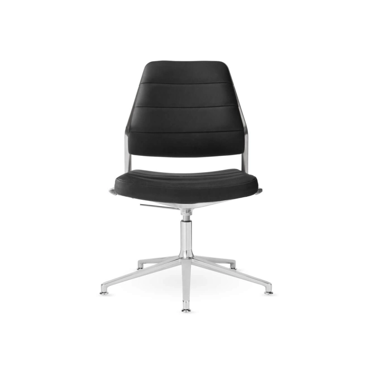 SWIVEL CHAIR 454+ à patins cuir Noir / Aluminium poli VIPP