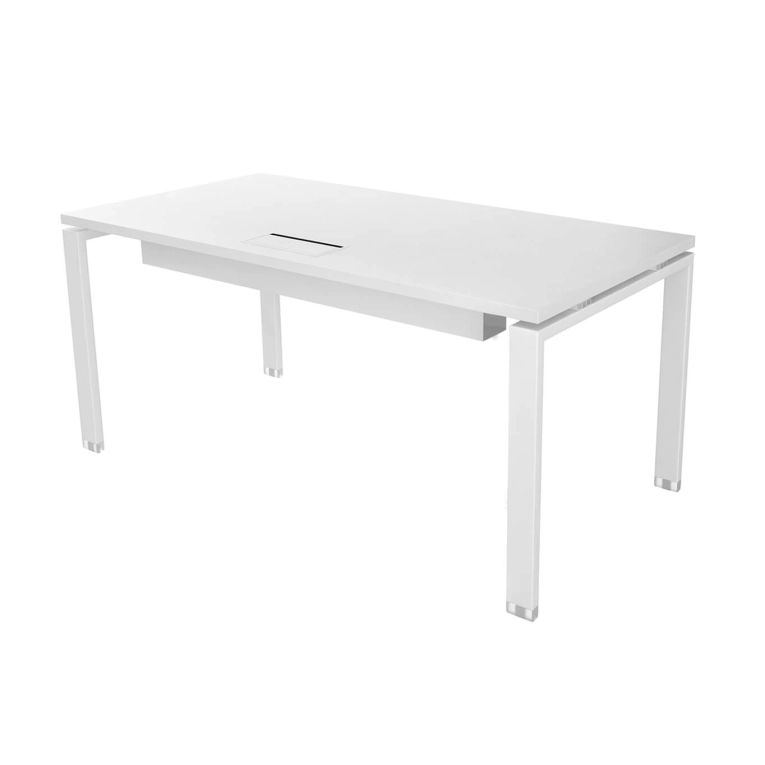 Bureau individuel ATREO Pieds droits 180x80 avec Top access Blanc ALEA