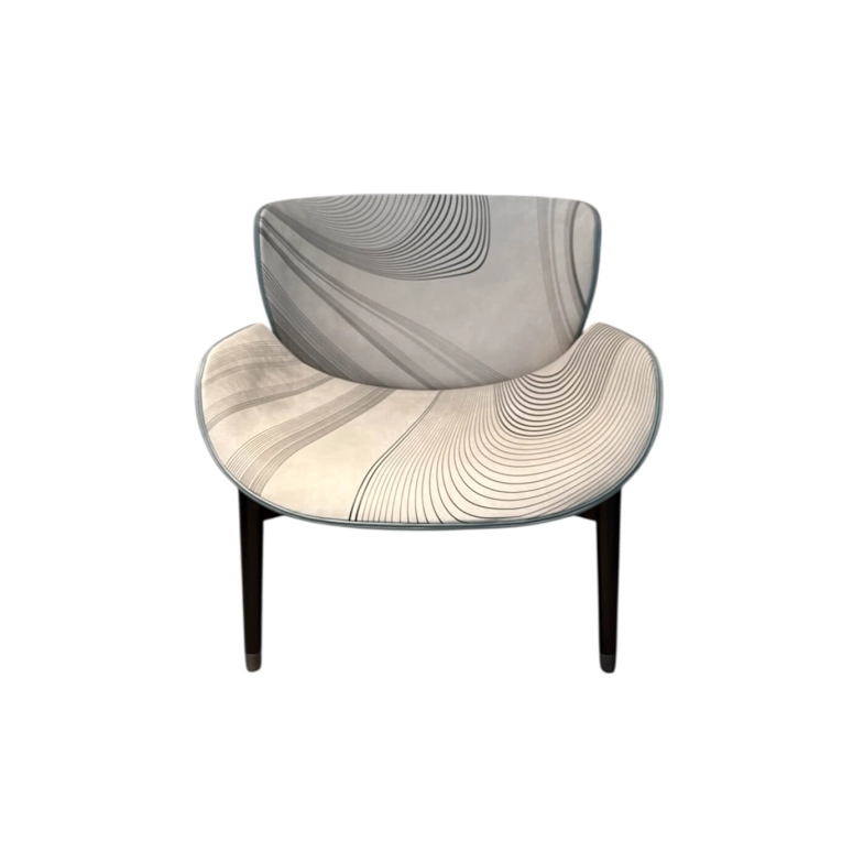 Easy chair JORGEN Day Wave Leather Finish and Sky Polish Blue BAXTER MADE IN ITALY