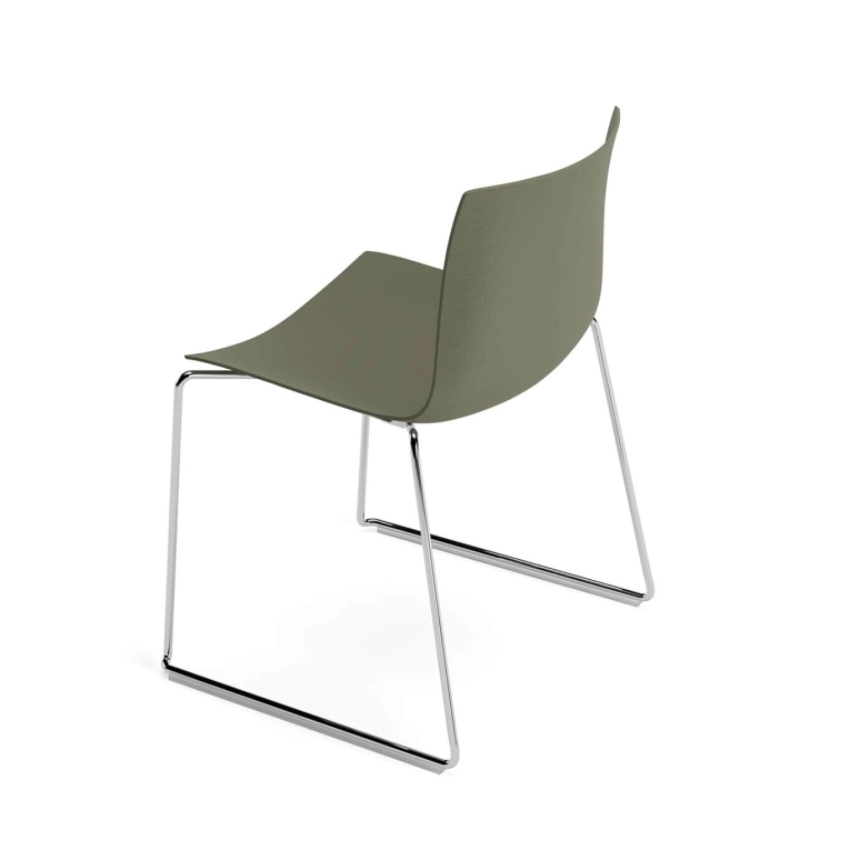 Chaise CATIFA RE 46 Piétement luge Vert de lande ARPER