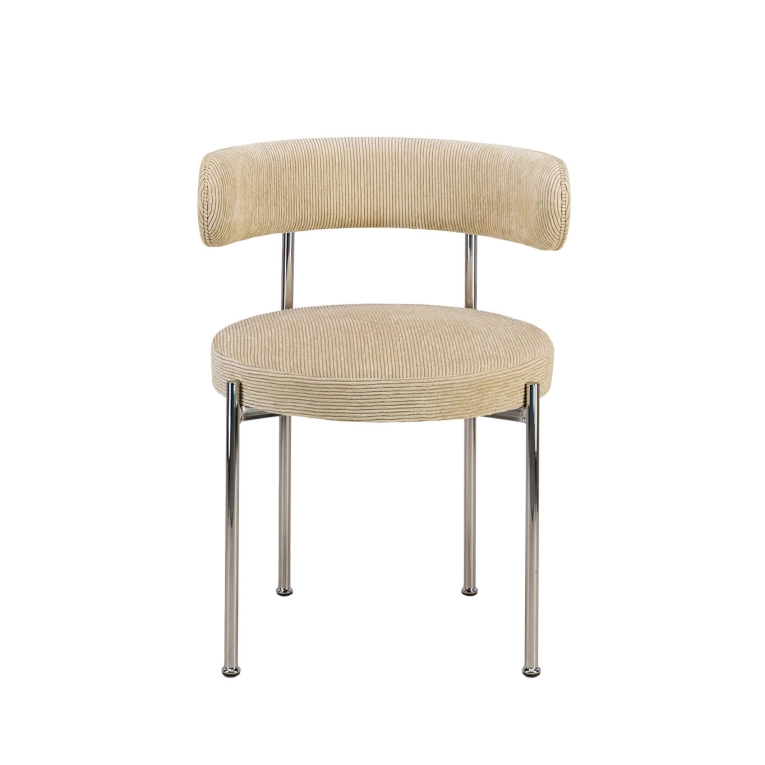 Chaise LIBERA Velours Côtelé Beige / Chrome THE SOCIALITE FAMILY