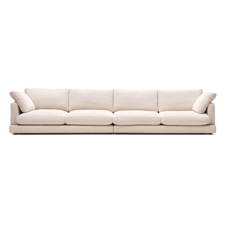 Canapé GALA 6 places linéaire Chenille Beige KAVE HOME