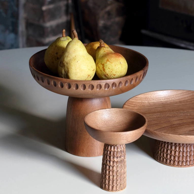 Centre de table & corbeille NERA bowl large dots Noyer ZANAT