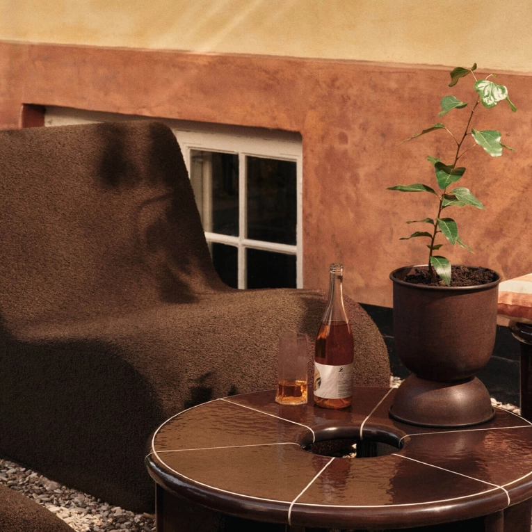 Outdoor Lounge Chair ROULI H 76 Brown FERM LIVING