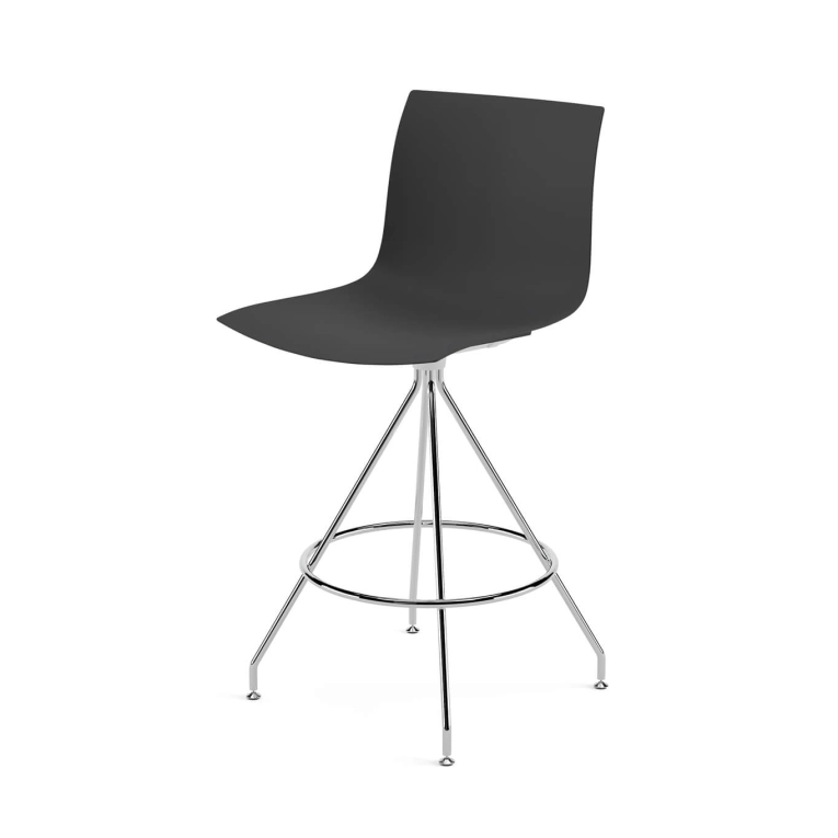 Tabouret haut CATIFA RE 46 pied central H 65 Noir ARPER