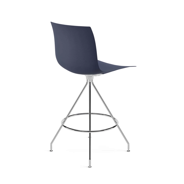 Tabouret haut CATIFA RE 46 pied central H 65 Bleu nuit ARPER