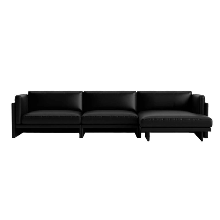 Canapé SOFTY 4 Places Chaise Longue Coté Droit Ultra Cuir Noir NORMANN COPENHAGEN