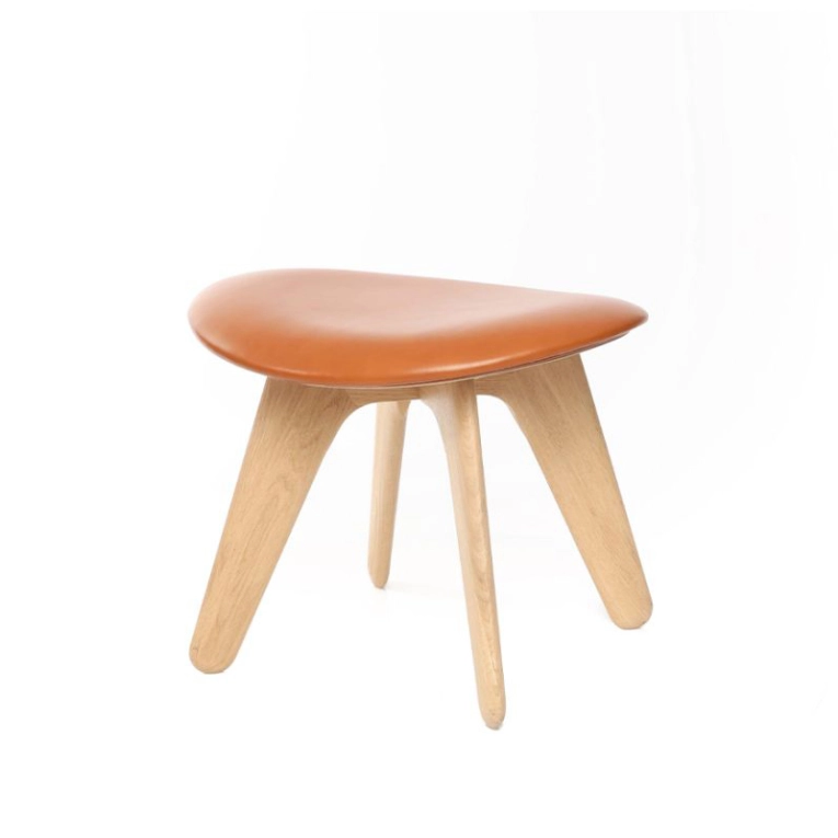 Pouf SLAB OTTOMAN Chêne/Cuir cognac TOM DIXON