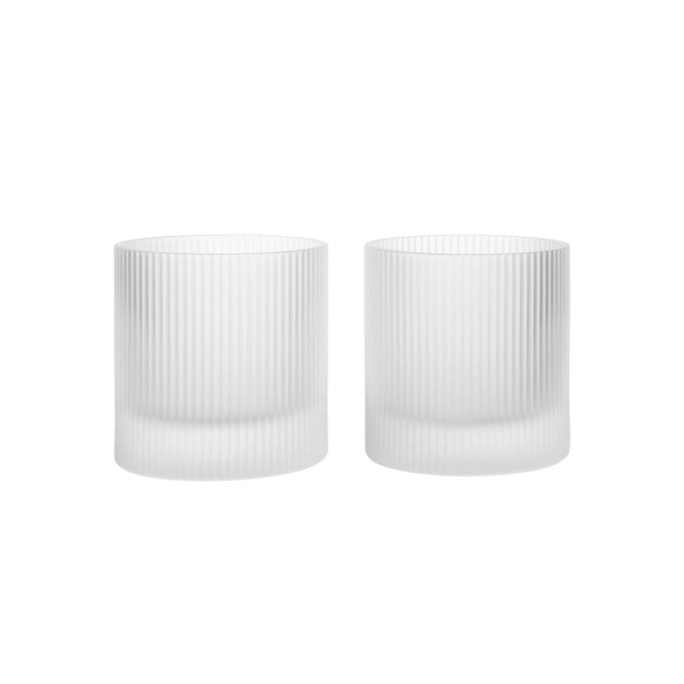 Glassware Set of 2 RIPPLE Tumbler glasses Frosted FERM LIVING