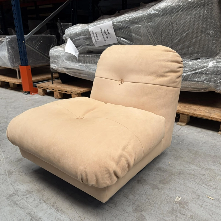 Fauteuil MILANO pivotante cuir nubuck Beige BAXTER MADE IN ITALY